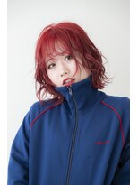 ヘアー アレス(hair ales) レッドカラー ゆるふわボブ カシスカラー ボルドーカラー ボブ