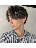 センターパート×ハイライト