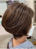 大人ハイライトベージュショート40代50代