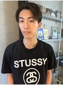 センターパート マッシュショート ストレート 眉カット