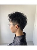 20代30代40代流行黒髪メンズブルーブラックスパイキーショート
