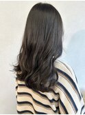 アッシュグレージュ赤み消しカラー＊ゆる巻きロングダークカラー