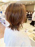 20代30代ミディアムウルフレイヤーオレンジブラウン【つばき】