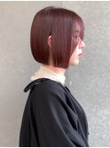 ◇ブリーチなしダブルカラー パープル 切りっぱなしボブ
