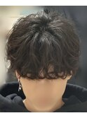 韓国へアカルマパーマワックスなしセンターパート黒髪ウルフ