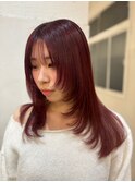 チェリーレッドとレイヤーカット【天間　彩香】