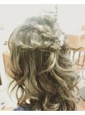 編み込みハーフアップ