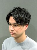 ビジネスツーブロック マッシュパーマ かき上げアップバング