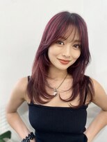 ピープスアンドスー 表参道 渋谷(Peeps&Suu.)&nbsp;顔まわりレイヤー/ワインレッド/大人レイヤー【渋谷/表参道】