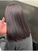 ワインレッドカラー ブリーチなし 艶感 透明感 ストレート