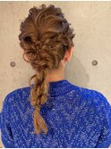 大人ガーリー　編み下ろし　ドレスヘアセット　二次会　結婚式