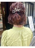 【阿部菜乃花】結婚式卒業式ヘアセットオレンジピンク学割ボブ