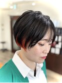 ショートボブ×インナーオレンジ　