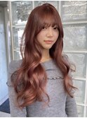 ミルクティーピンクアッシュベージュダブルカラー韓国風レイヤー