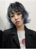 【azu】ブリーチカラー、デザインカラー、ローライト、水色