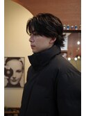 メンズセンターパートニュアンスパーマコンマバング韓国ヘア岡山