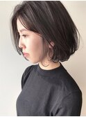 大人かわいい ハイライトグレー ワンレンボブ