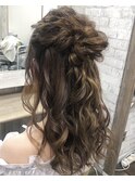 ハーフアップ/ヘアセット/ヘアメイク/編み込み/三つ編み