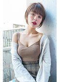 小顔ウルフ#マロンベージュAラインボブ