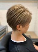 20代30代40代大人小顔丸みショートミルクティベージュ透明感