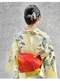 浴衣まとめ髪ヘアセット　タイトヘアアレンジ