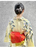 浴衣まとめ髪ヘアセット　タイトヘアアレンジ