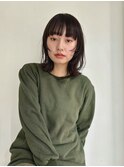 顔まわりレイヤー ボブウルフ レイヤーカット フルバング