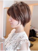 Say.くびれショートミルクティーアッシュ丸みショート表参道青山