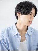 アップバングアッシュブラック韓国ヘアc新所沢