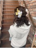 ねじりハーフアップヘア