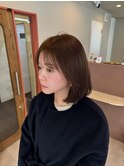 切りっぱなしボブ×顔まわりレイヤー　似合わせカット