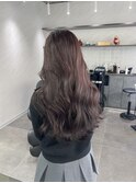 ブリーチなしピンクブラウン×韓国風レイヤーカット