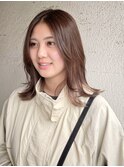 ミディアムレイヤーのインナーカラー/姫カットレイヤー/顔周り
