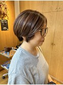 ハイライト前髪なしショート20代30代40代