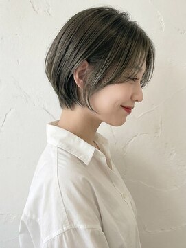 モッズヘア 越谷(mod's hair) 夏カラーブリーチなしオリーブベージュ前下がりショートp越谷
