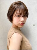 ハンサムショート・小顔カット・ペールベージュ・大人かわいい
