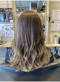 【hhair 四条大宮】ベージュカラー×コテ巻きロング
