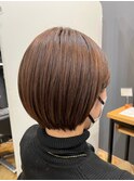 丸みボブ×ベージュカラー