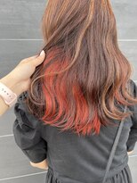 アチーブ ヘア デザイン(achieve hair design)&nbsp;オレンジベージュ+ピンクレッドインナーカラー暖色系