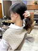 結んで簡単に隠せるインナーカラーピンクオレンジ　岐阜美容室