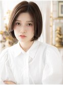 ヘルシースタイルかきあげバング前下がりボブh3川口20代30代40代