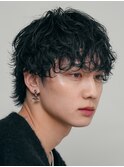 横浜西口シャドウパーマメンズマッシュウルフカット波巻きパーマ