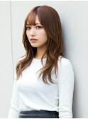 小顔レイヤーロングベージュ20代30代40代くびれミディ韓国ヘア