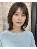 ミディアムヘア暗めカラーボブグレージュ髪質改善