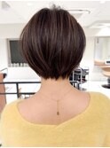 黒髪　ボブルフ　ネビージュ　小顔　ワンレン　スペインカール