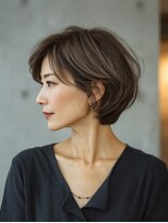 ルーファス 恵比寿 渋谷(Ruufus)&nbsp;【50代60代】ひし形ショート／前髪ありなし／面長／白髪ぼかし