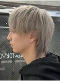 ウルフセンターパートホワイトグレーミルクティーハイトーン