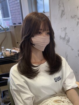 ジーニー 千葉(GENiE) ワンカール韓国レイヤー/顔周り/オリーブグレージュ