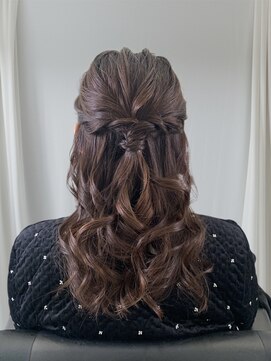 ハーフアップ　ロープ編み　およばれ　結婚式