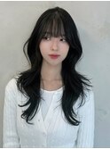 【レイヤー】ブルーブラック×ロングレイヤーヘア